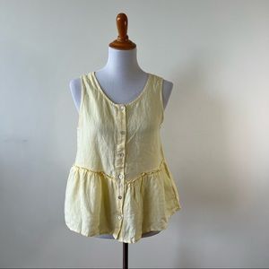 Isaac Mizrahi New York | Linen Button Front Sleeveless Peplum Top